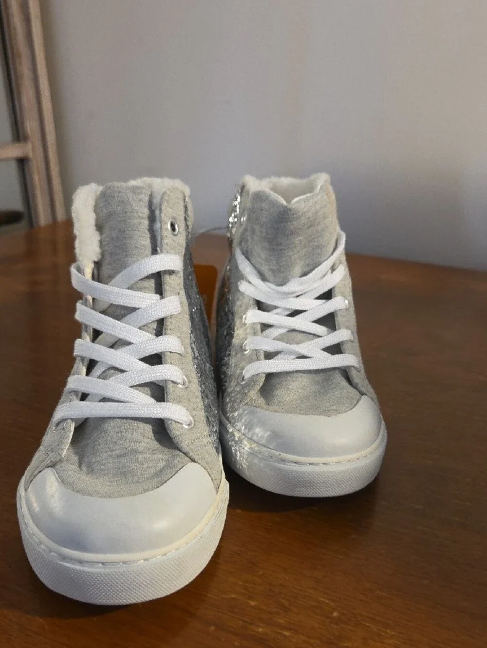 Gymboree Gray High-Top Sneakers with Silver Glitter